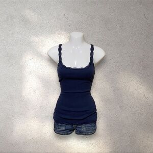 Converse Navy Blue Lace Trim Cami Top